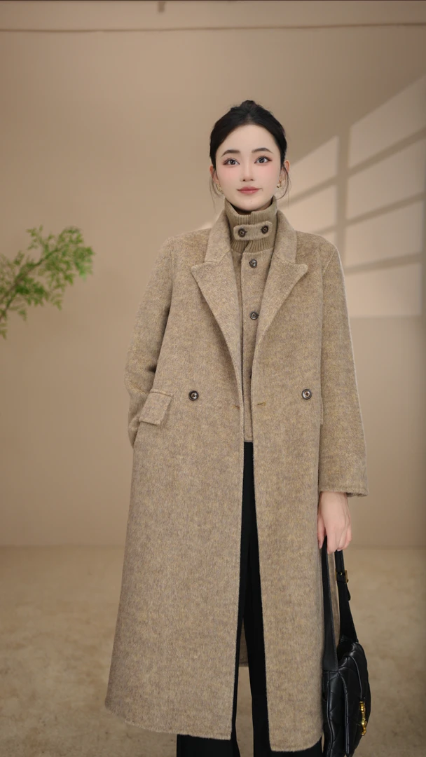 【苏苏专属】2025秋冬新品立领两件套长款双面呢羊毛大衣002