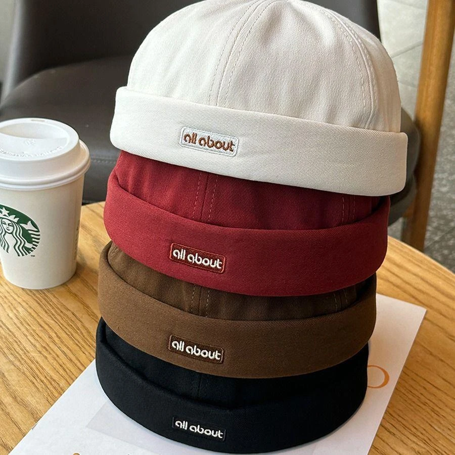 帽子夏季男款日系复古网红瓜皮帽潮流无檐帽子雅痞帽百搭地主帽女