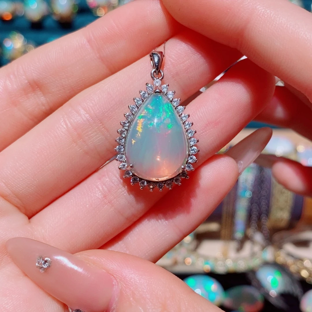 欧泊银S925镶嵌欧泊吊坠