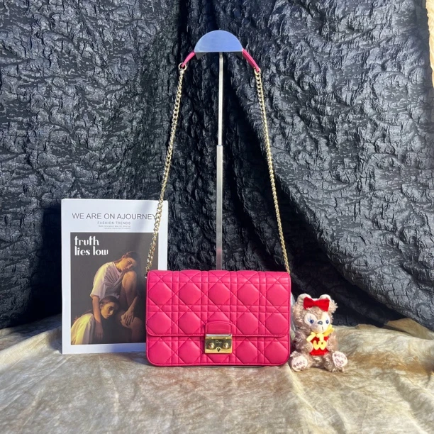 95新 DIOR/迪奥 迪奥粉色miss小号单肩斜挎包