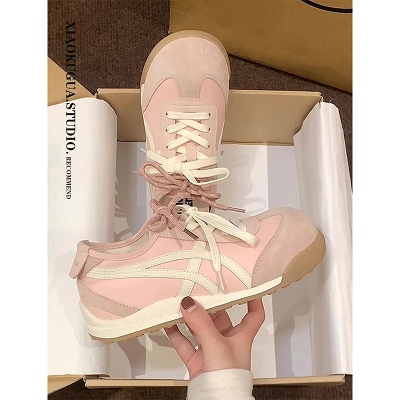 三福内增高德训鞋女款秋季新款复古软底阿甘鞋百搭休闲板鞋运动鞋