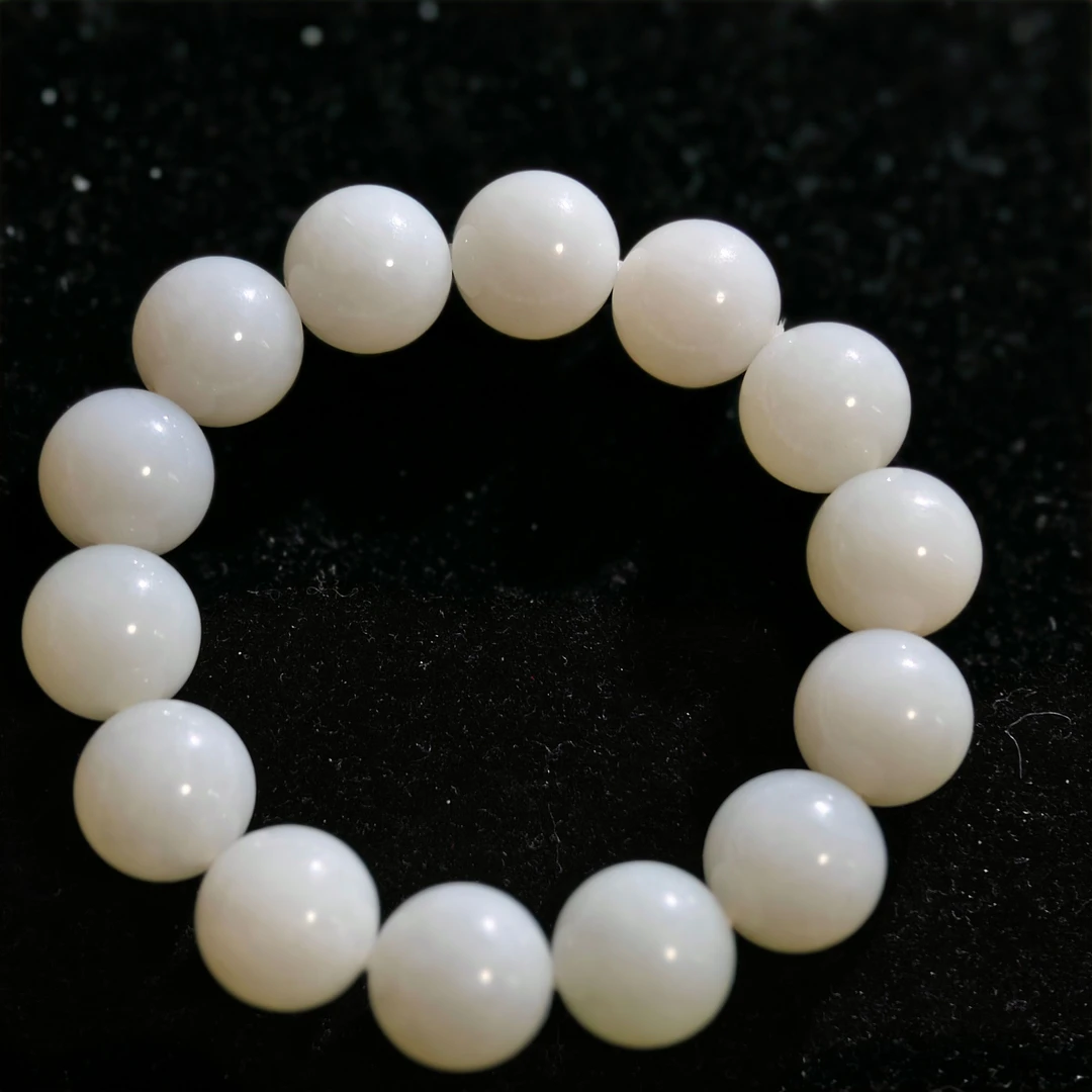 和田玉白玉圆珠手串（藏馆款）7996Z