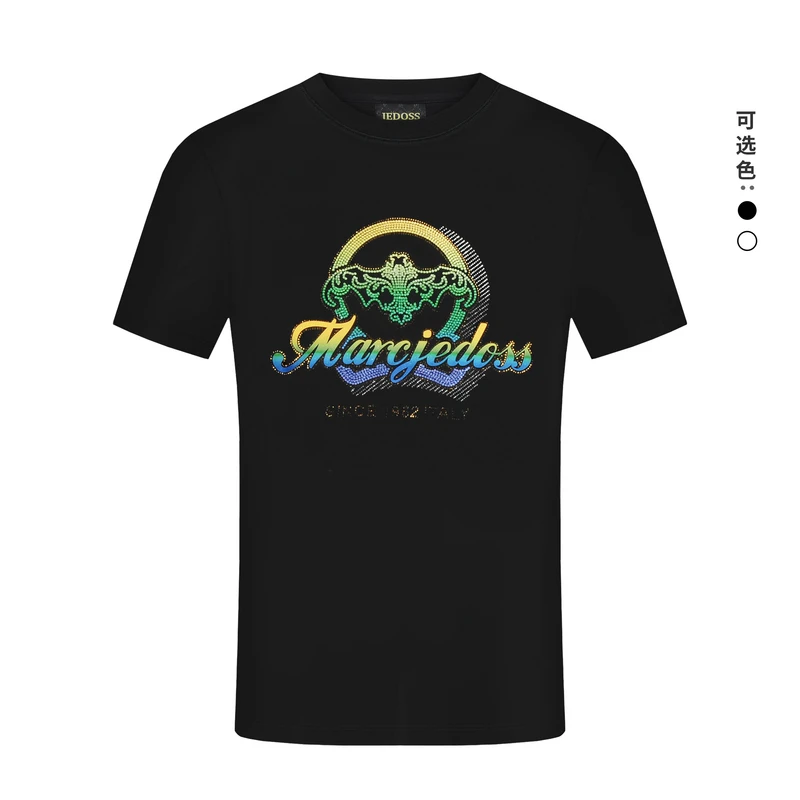JEDOSS/爵迪斯2025夏商场同款鸢尾花LOGO烫钻印花圆领短袖T恤275