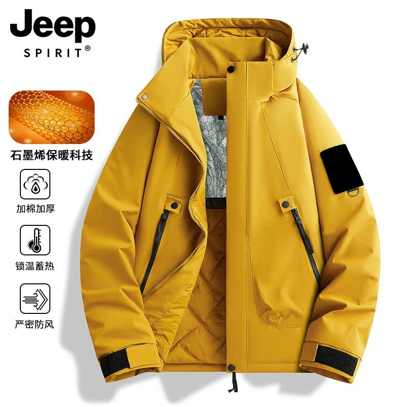 JEEP SPIRIT羽绒棉服男款秋冬季2026新款工装夹棉冲锋衣棉衣外套