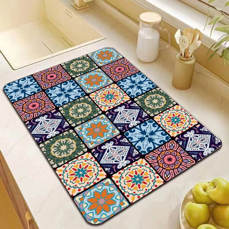 复古美式厨房台面及卫生间洗漱台通用硅藻泥吸水沥水隔热垫家用