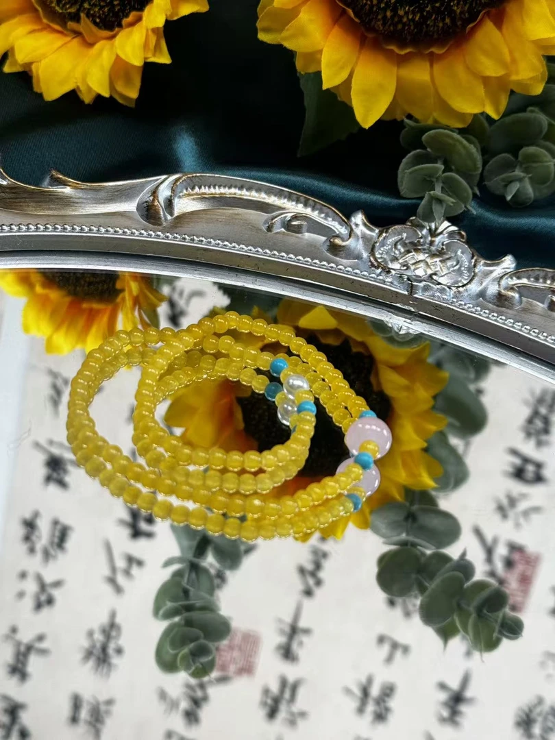 32黄玛瑙双环手链百搭礼物