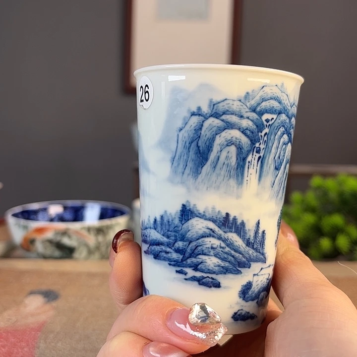 摆件景德柴烧茶杯多人