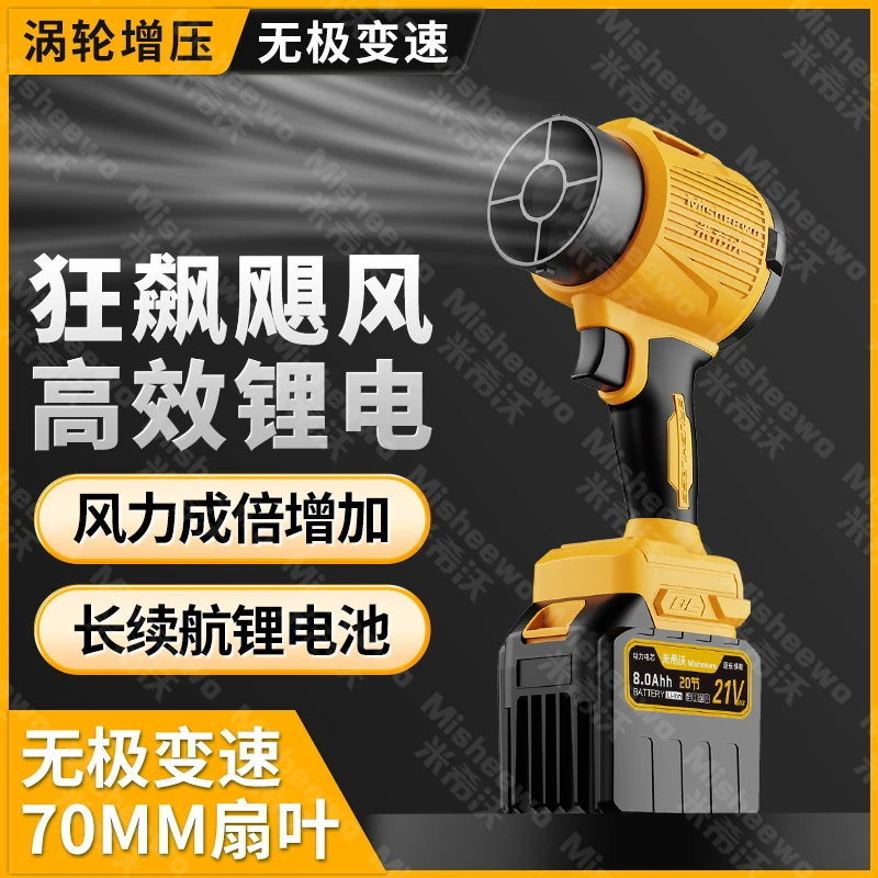 米希沃80涵道吹吸两用无刷纯铜持久续航14级风力无极变速暴风机dr