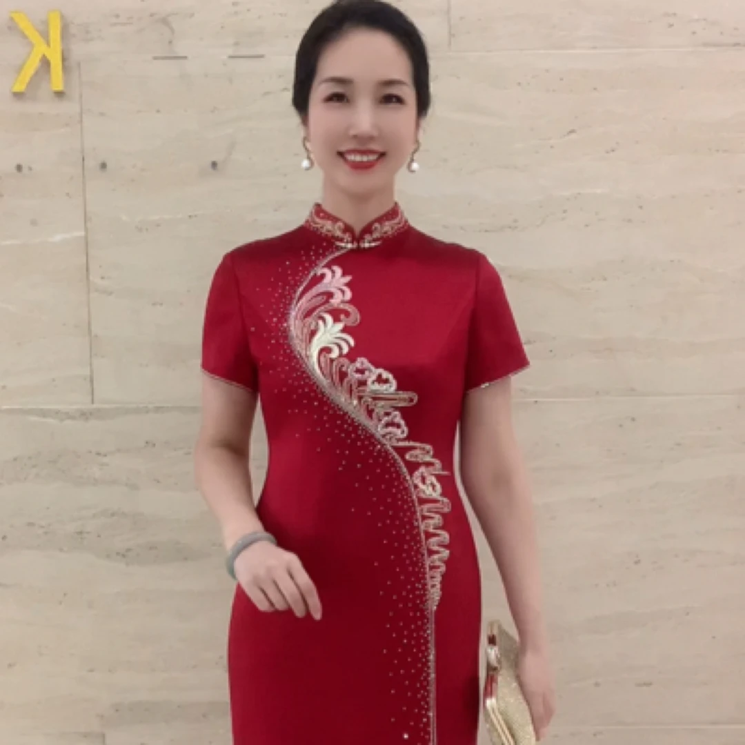 高端大气喜妈妈喜婆婆改良旗袍