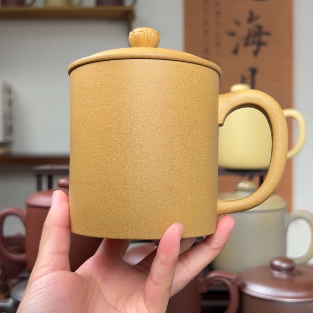 茶杯紫砂如**翼微瑕紫砂盖杯黄段