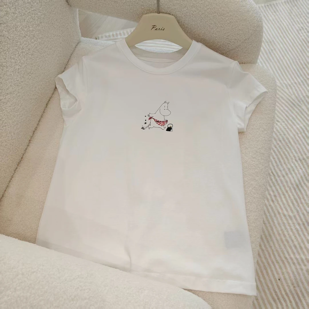 上衣女夏季姆明夏季新款卡通印花小众不撞款宽松短袖T恤女SS1130