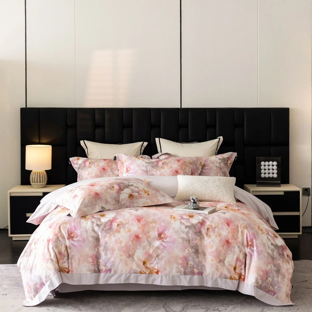 美玲 花蔓 140支澳棉贡缎纯棉四件套 高端大气上档次设计师款