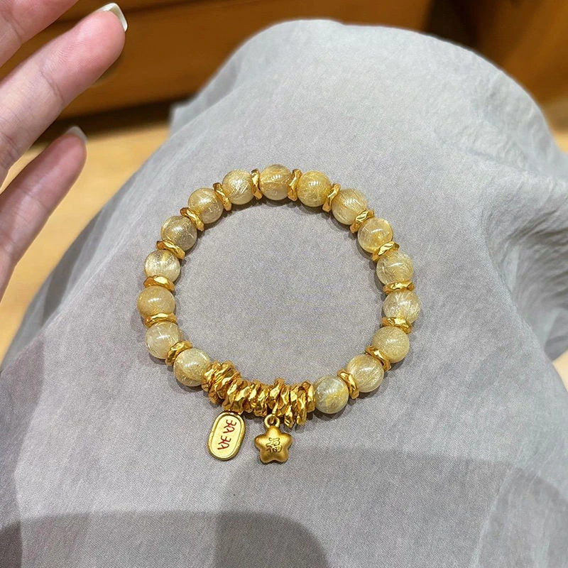 铜合金手链 轻奢金色时尚星星盘缠手链女复古小众高级气质手串 款