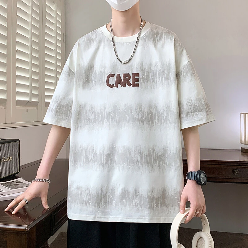 2025夏季新款短袖T恤男士青少年学生学院风百搭宽松半袖上衣