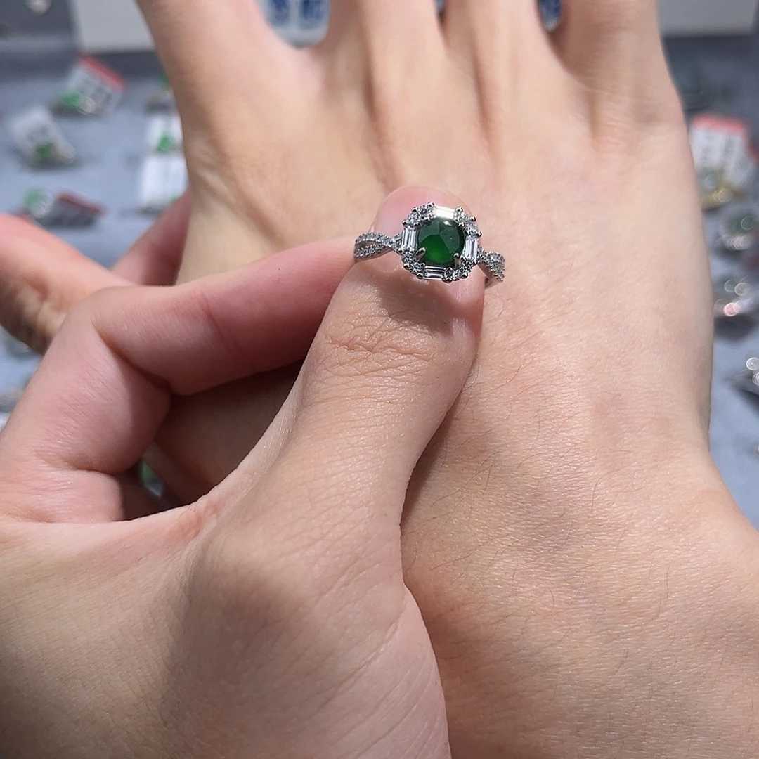 翡翠戒指银S925镶嵌57888