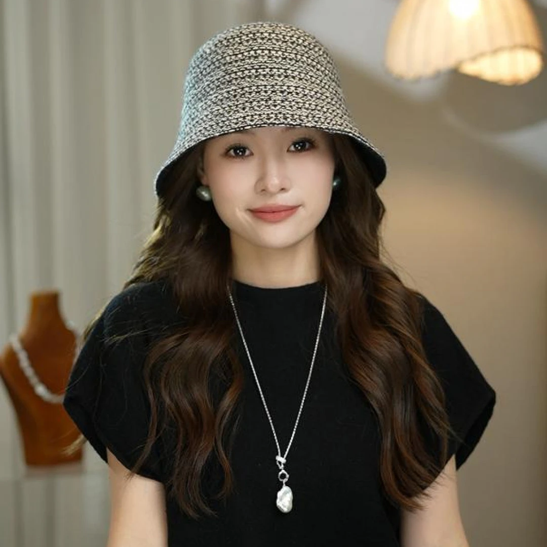 2025新款水桶帽子女秋冬针织渔夫帽复古休闲可折出游叠盆帽