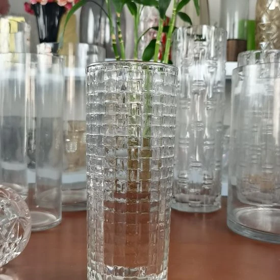 玻璃昌达玻璃花瓶福利品竹编高度25