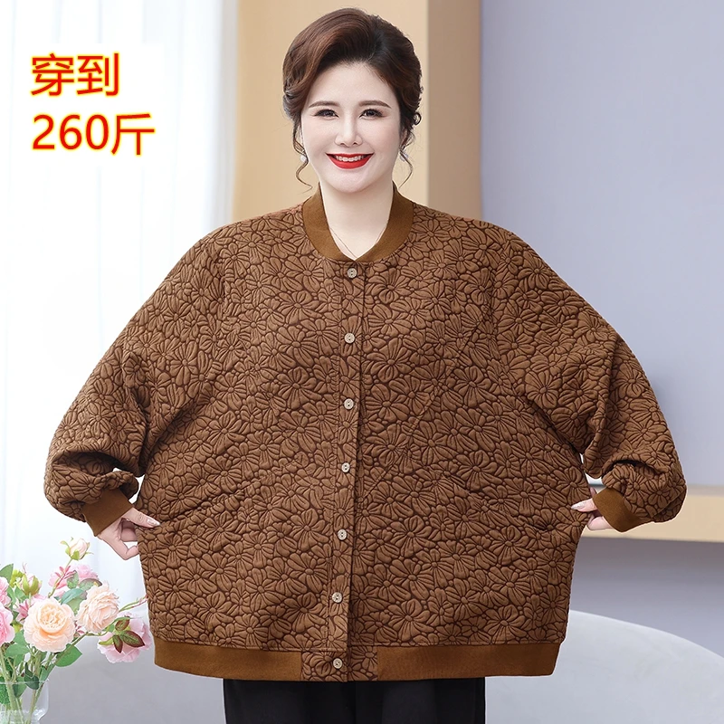 加肥特大码240斤中老年人秋装奶奶外套女妈妈春秋夹克老太太上衣