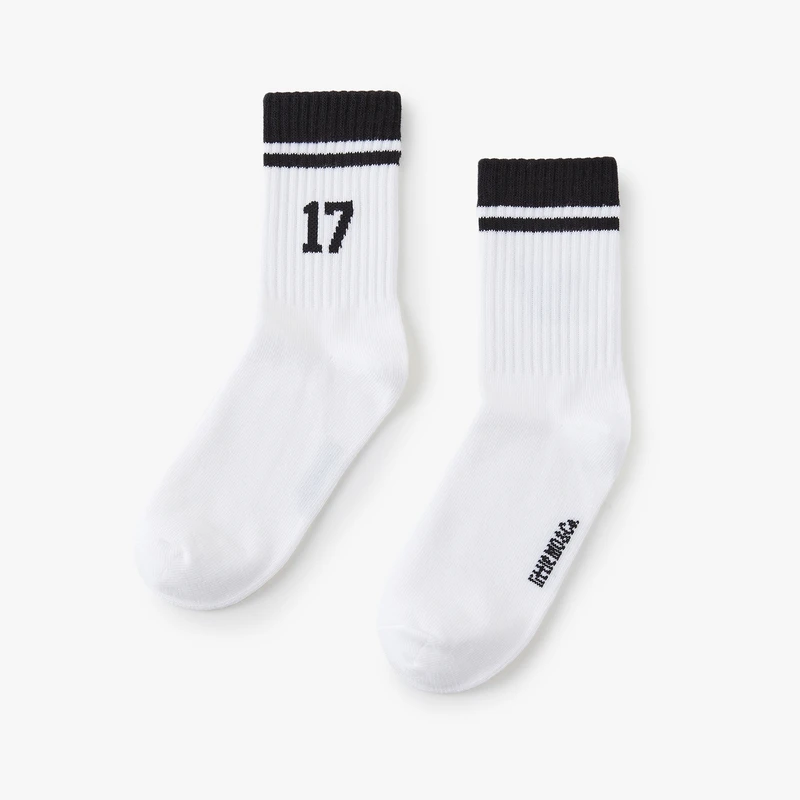 littlemoco童装25春新款男女童运动风中筒短筒袜1双装#KBE1SOK014