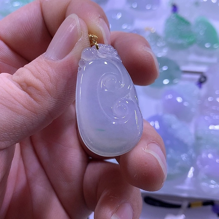 翡翠18K金镶嵌颈饰天然翡翠A货吊坠