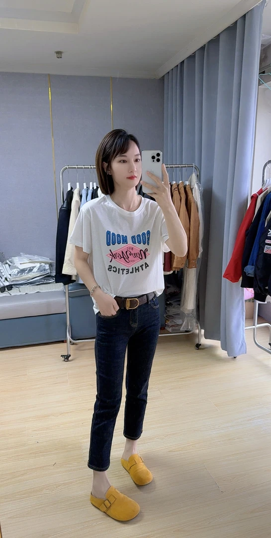 夏季新款韩系百搭宽松显瘦薄款白色纯棉短袖T恤女字母印