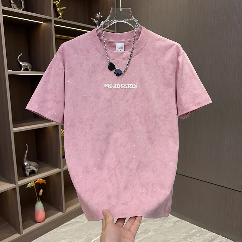 美式休闲潮牌痞帅圆领T恤2025网红高街时尚半袖男装扎染气质短袖