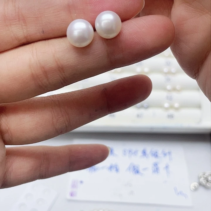 淡水珍珠耳饰银S925镶嵌红*