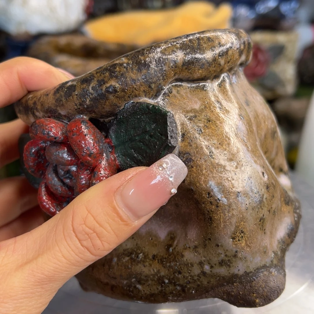 红陶粗砂陶手工花盆