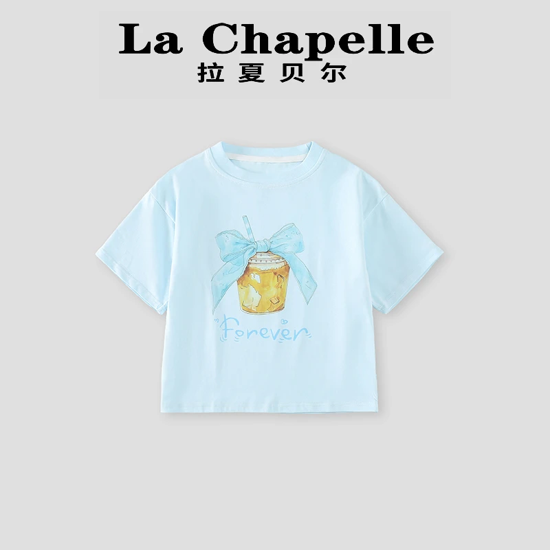 La Chapelle【拉夏贝尔】夏季时尚新款冰杯印花圆领T恤LD450