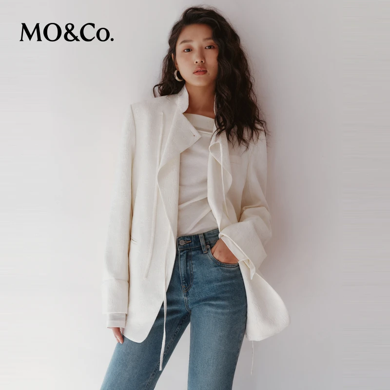 【诗语专属】MOCO春波浪肌理植物提花西装外套MBD1BLA013
