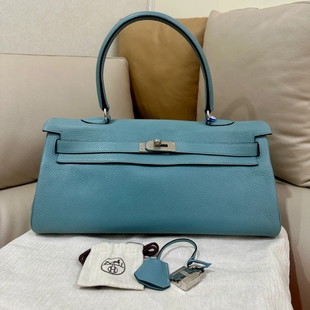 99新 Hermes/爱马仕 爱马仕天青蓝kelly shoulder42手提包