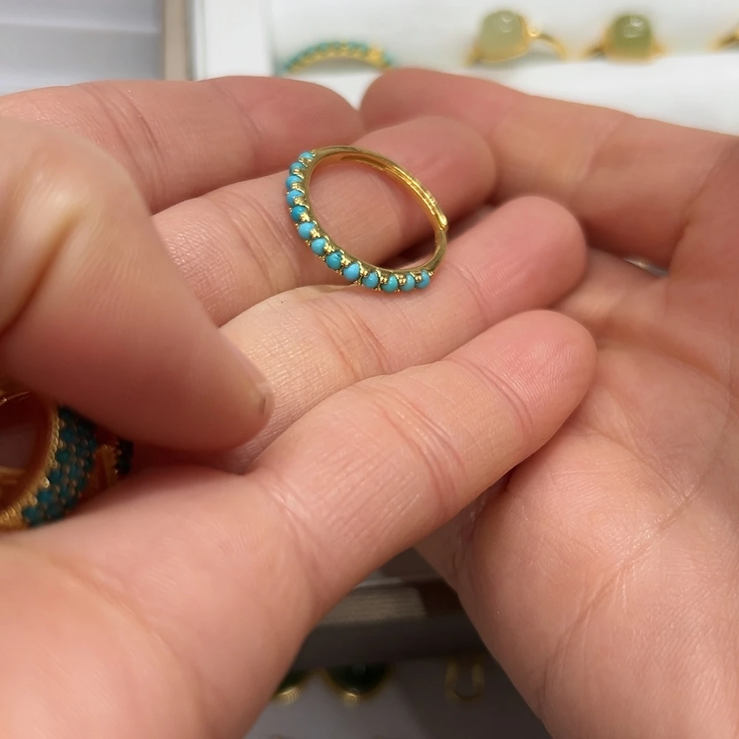 石英质玉戒指银S925镶嵌浅***o