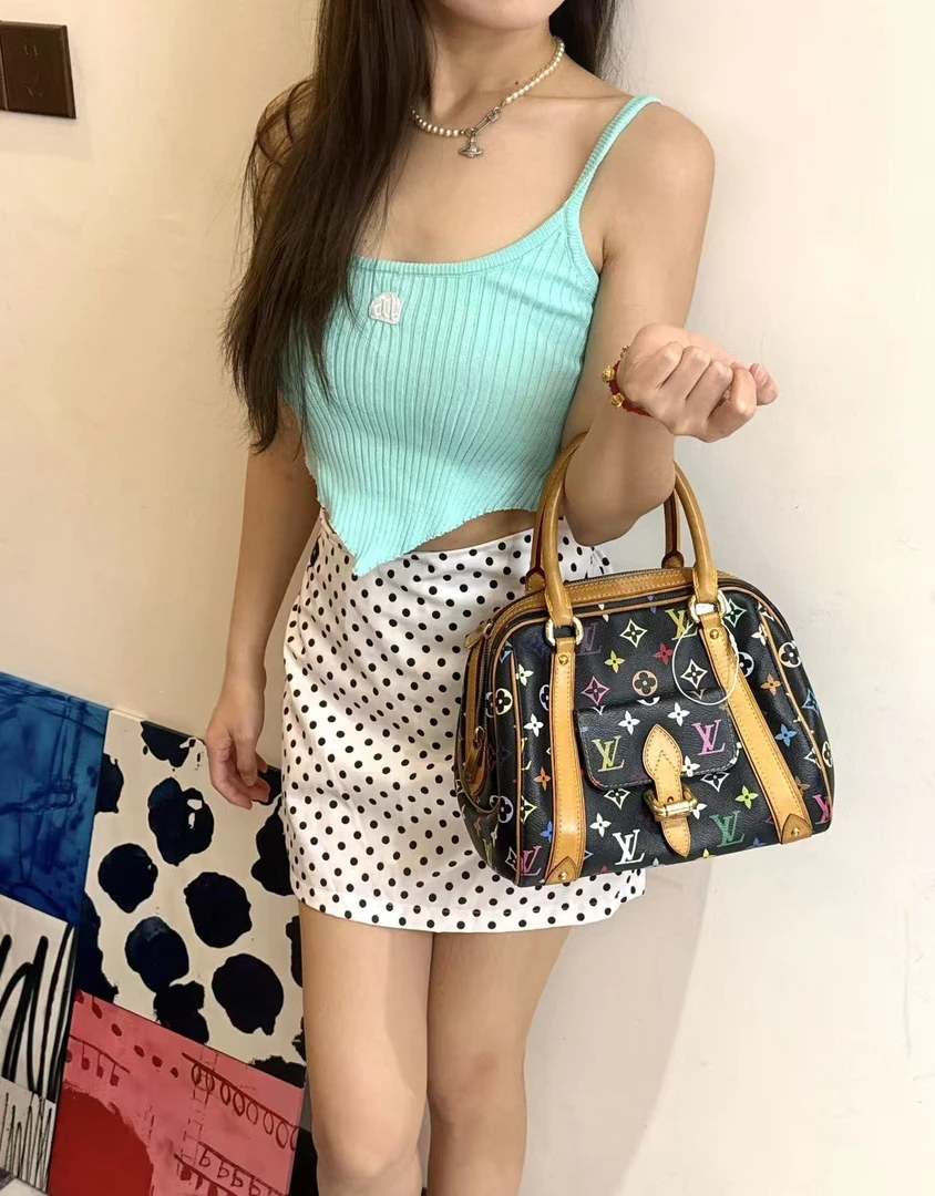 95新 LouisVuitton/路易威登 黑三彩手提保龄球