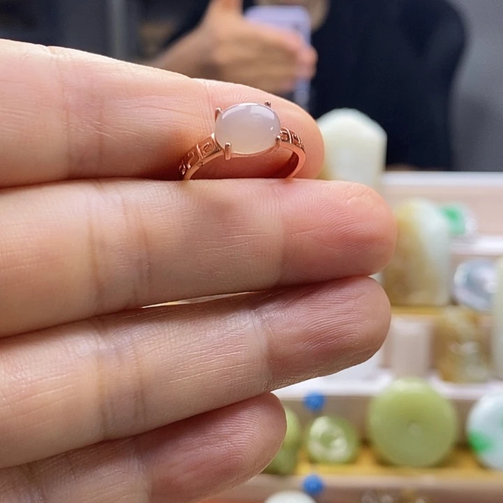 和田玉银S925镶嵌戒指