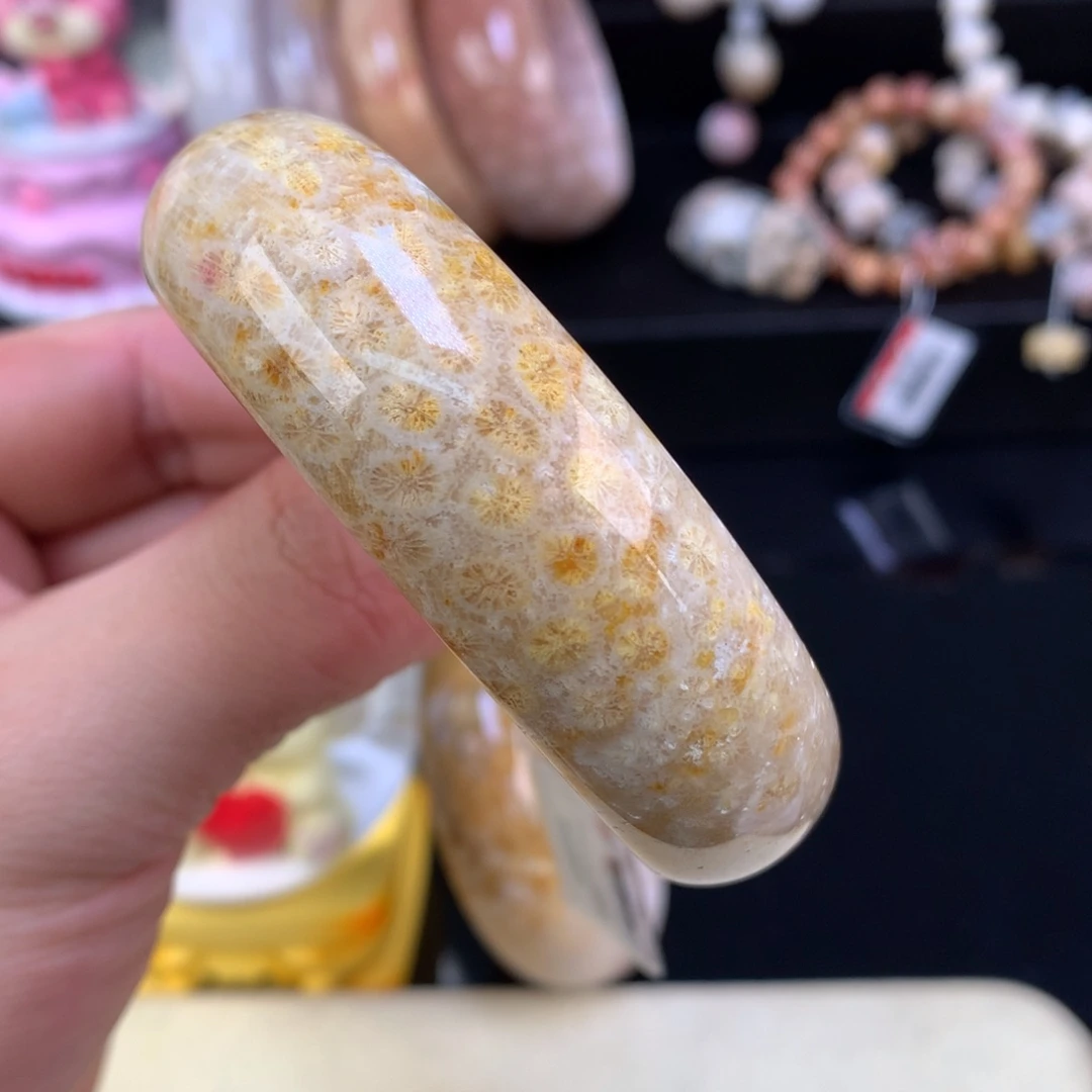 硅化珊瑚（珊瑚玉）未镶嵌颈饰12号57.4圈皮花花