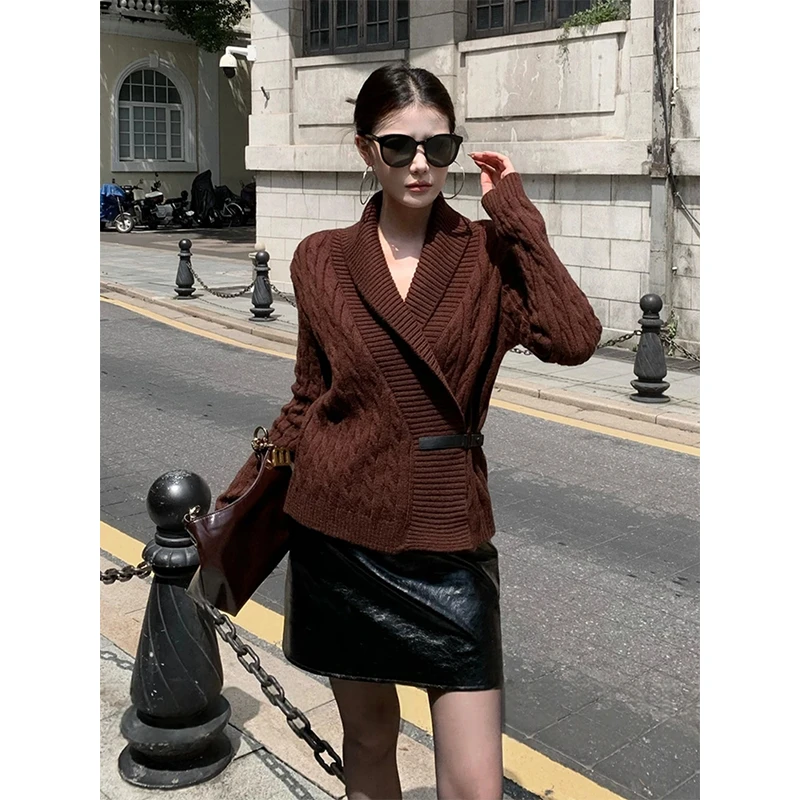 秋季穿搭巨好看的麻花针织衫女装2025新款韩系慵懒风时尚气质毛衣
