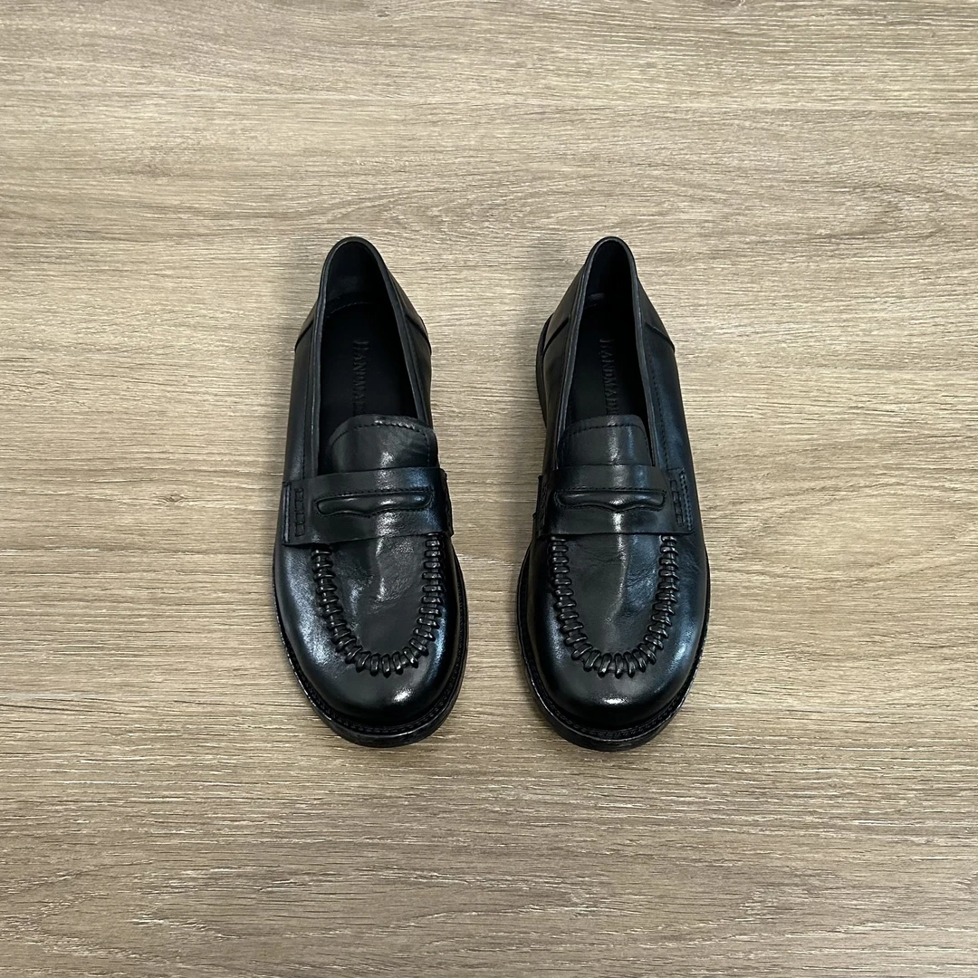 Dannyfrey极简风一脚蹬百搭休闲通勤真皮乐福鞋时尚简约小皮鞋女