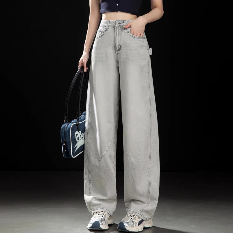窄版香蕉裤女2025新款夏季薄款莱赛尔天丝牛仔裤阔腿宽松直筒长裤