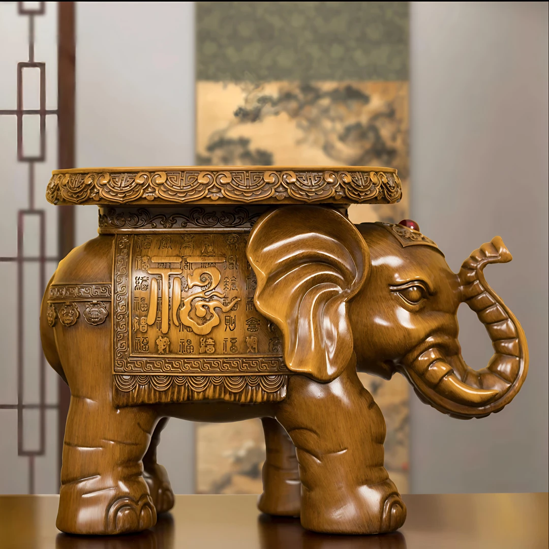 招财纳福大象凳子（长42高32）