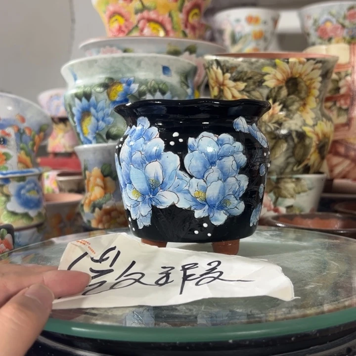 景德镇手绘花盆满38包邮偏远地区除外
