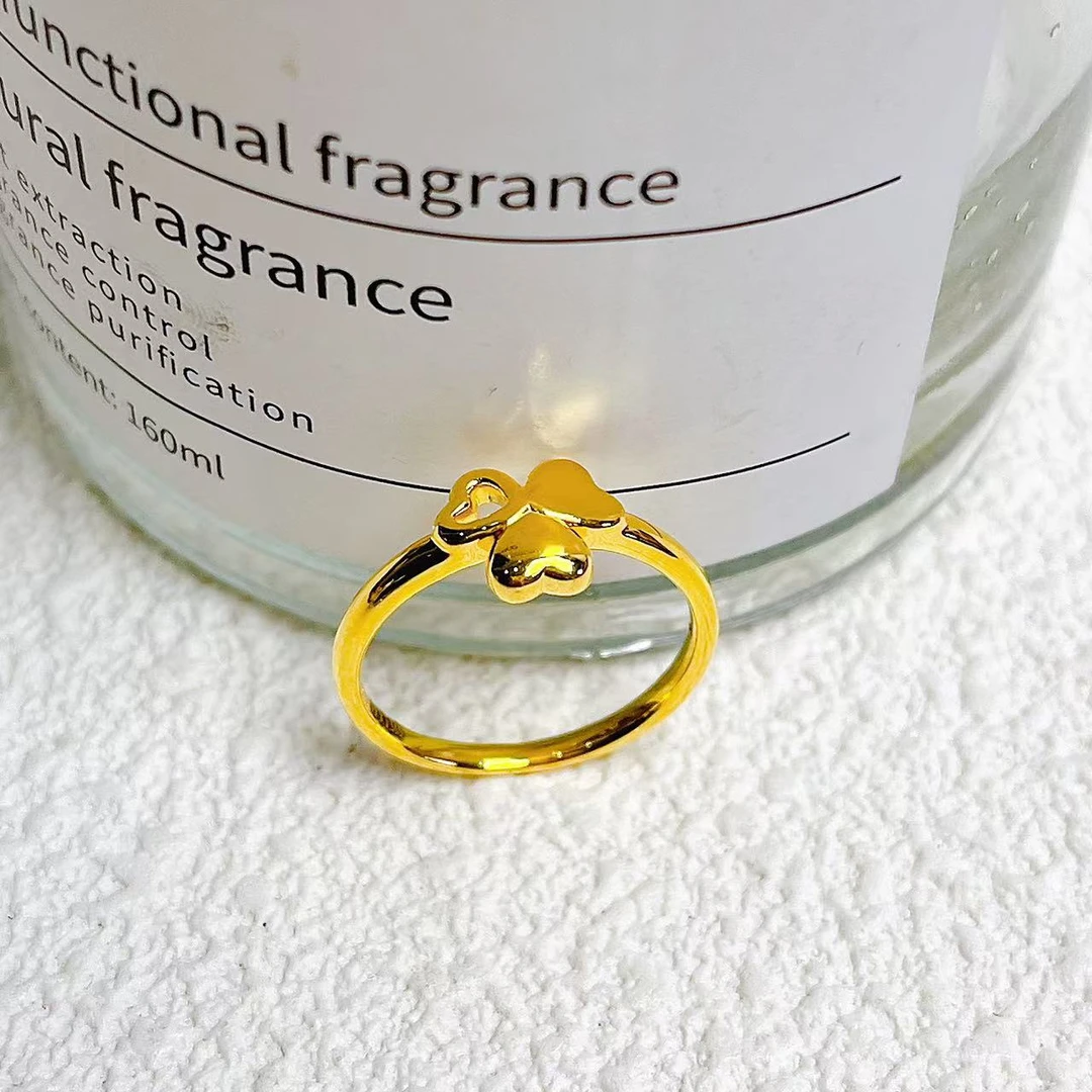 足金999三瓣爱心戒指ins时尚百搭高级精致爆款轻奢气质