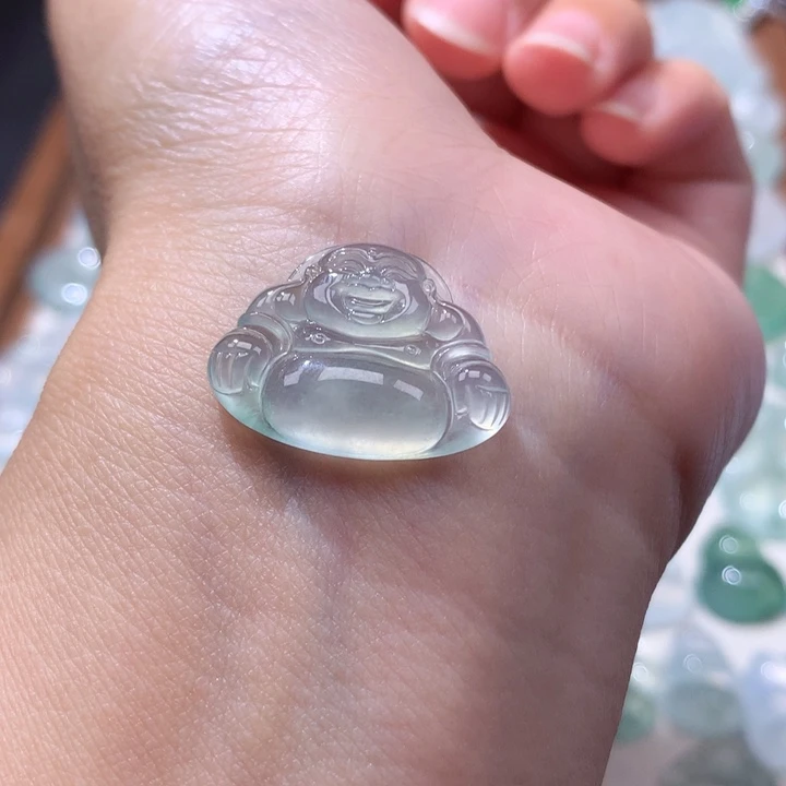 颈饰未镶嵌翡翠高冰晴底佛公
