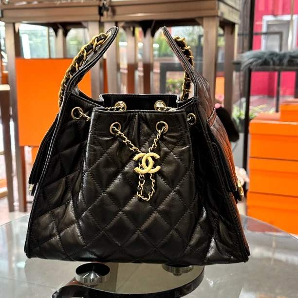 未使用 Hermes/爱马仕 25bag小号黑金hobo NE5122353