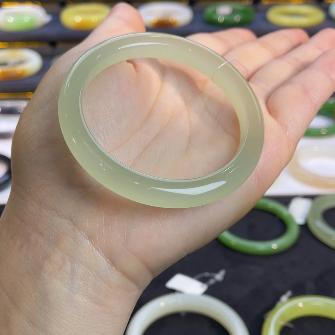 未镶嵌手镯和田玉高冰晴水手镯52