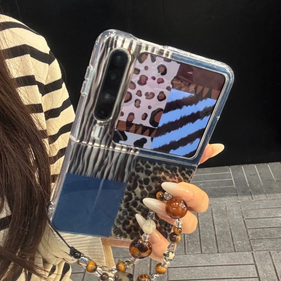 适用华为purax折叠屏手机壳黑蓝棕拼接PuraX典藏版斑马纹豹纹英文