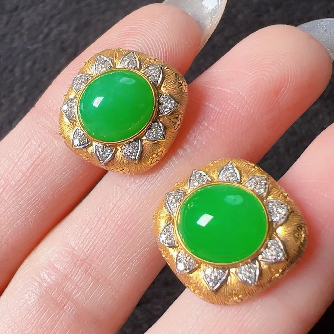 翡翠耳饰18K金镶嵌E****e签收后24小时鉴赏期