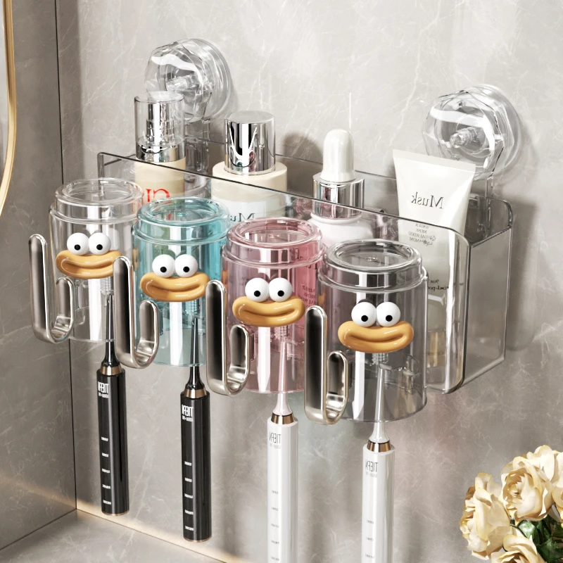 倒挂式漱口杯卫生间免打孔家用牙刷杯情侣高颜值宿舍刷牙杯牙刷架