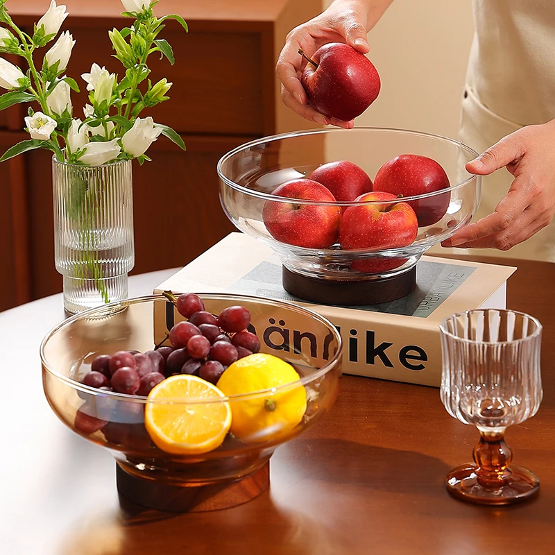 玻璃水果盘轻奢高档茶几客厅家用精致果盆干果盘高脚盘零食收纳盒