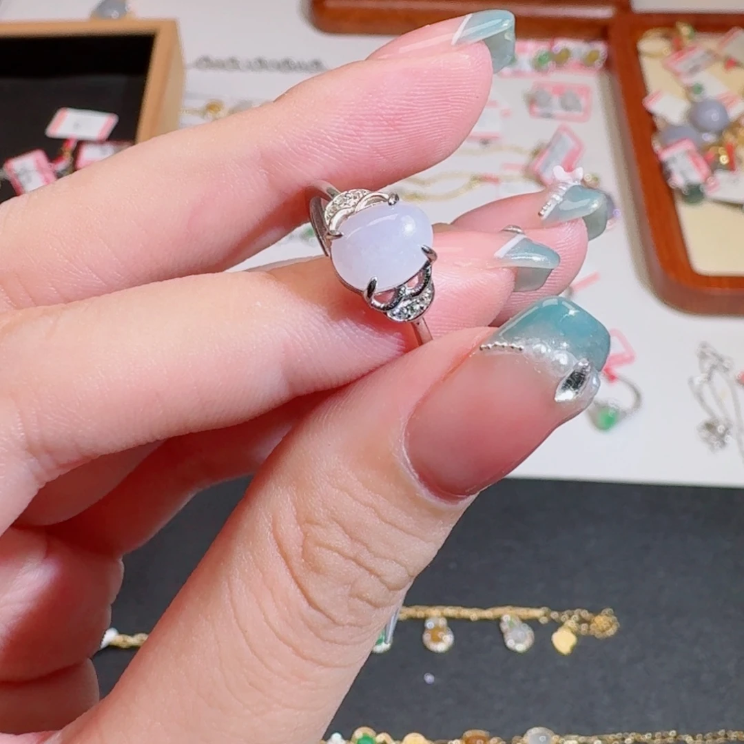 翡翠戒指银S925镶嵌翡翠