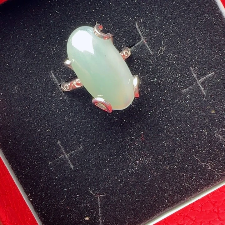 翡翠戒指银S925镶嵌天然A货80